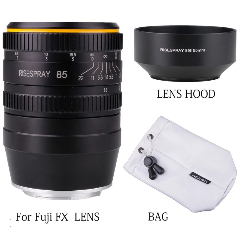 RISESPRAY 85mm F1.8 Full Frame Portrait Camera Lens for Fujifilm Fuji X mount