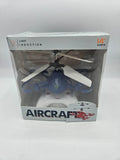 Blue induction RC helicopter drone toy with lights, in retail box, age 14+