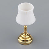 1:12 dollhouse miniature table lamp with white shade and gold-tone base