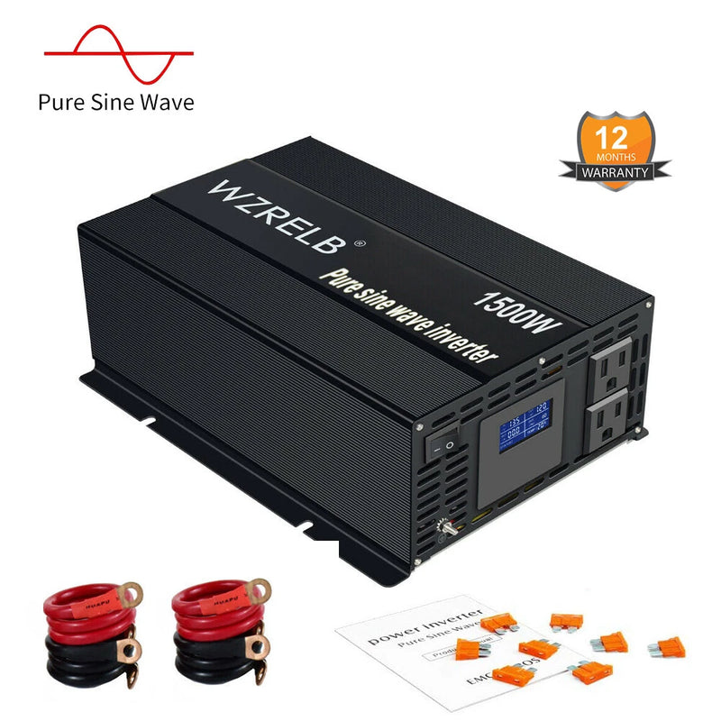 1500W 120VAC Pure Sine Wave Inverter 3000W Peak Solar Power Off-Grid Converter