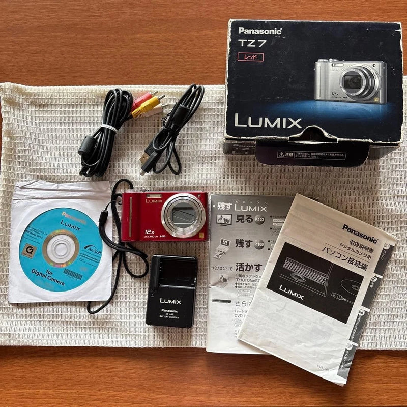 Panasonic LUMIX TZ7 Red Digital Camera 12x Zoom AVCHD Lite HD Video