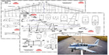 Printed RC airplane plan sheets with templates and aircraft layout drawings