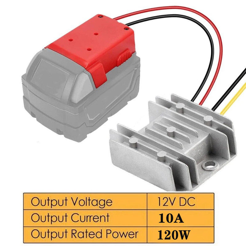 12V DC step-down voltage regulator with heat sink and red/black/yellow wires