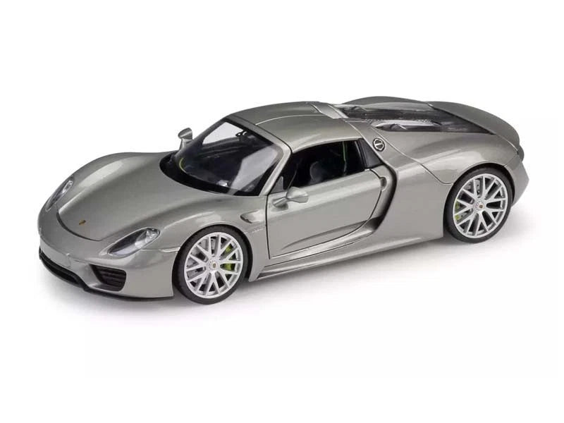 Porsche 918 Silver Spyder Closed Roof 1:24 Diecast Model Car - Welly - 24055SIL