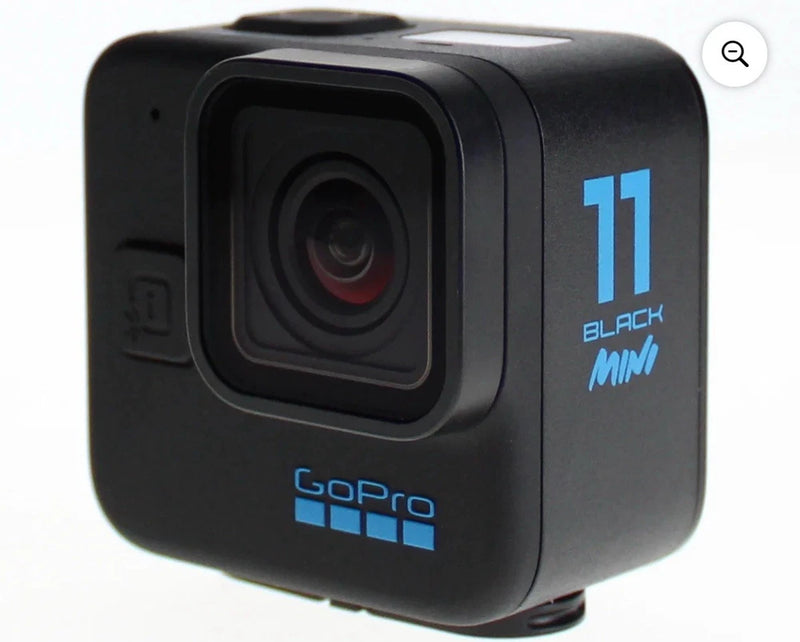 GoPro HERO11 Black mini waterproof action camera, front lens and 11 Black Mini markings