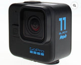 GoPro HERO11 Black mini waterproof action camera, front lens and 11 Black Mini markings
