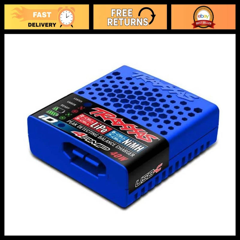Multi-Chemistry Balance Charger 40W, USB-C Battery Charger for RC Cars, Blue Battery