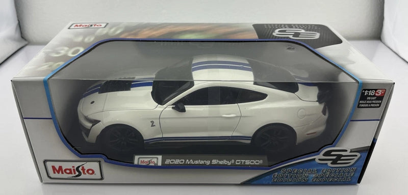 Maisto "2020 Mustang Shelby GT500" White 1:18 scale. Diecast Model Car. New