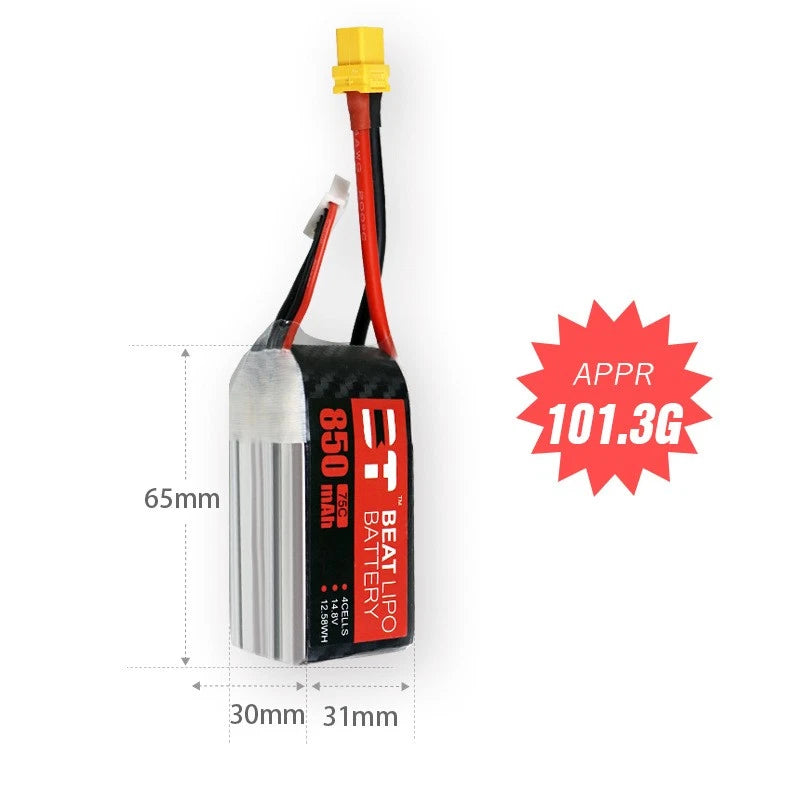 850mah 4S 14.8V 75C Replace B attery For FPV Quad Racing Drone Battery