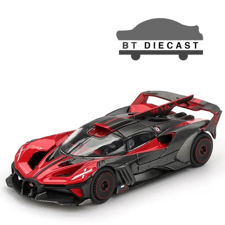 MINI GT BUGATTI BOLIDE 1/64 DIECAST MODEL 2-TONE BLACK RED MGT01105