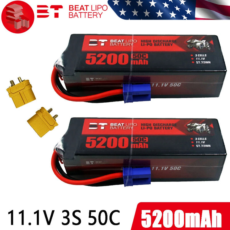 2x 3S Lipo Batteries 11.1V 5200mAh 50C EC5 for RC Airplane RC Car Truck Boat
