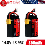 BTBEATLIPO 2x 4S Lipo Battery Pack 850mAh 14.8V 95C XT60 for FPV Racing Drone RC Battery