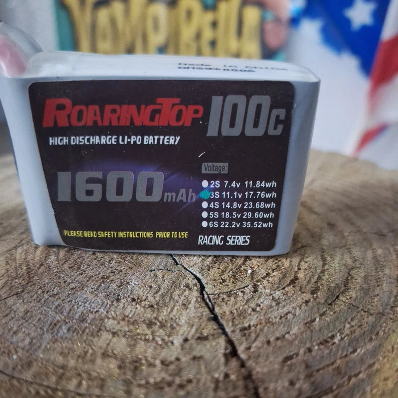 RoaringTop LiPo Battery Pack 100C 1600mAh 3S 11.1V with XT60 Plug Battery