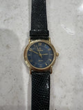 Festina women's quartz wristwatch with dark blue dial and black leather strap