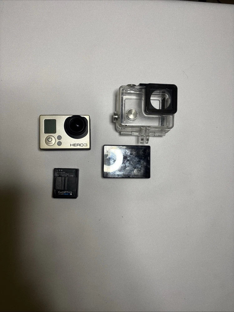 GoPro HERO3+ action camera with LCD screen and clear waterproof housing