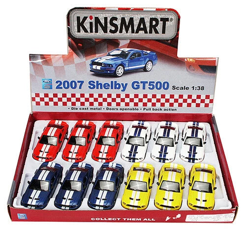 2007 SHELBY GT500 DIECAST CAR - BOX OF 12 1/38 SCALE DIECAST MODEL CARS ASSORTED