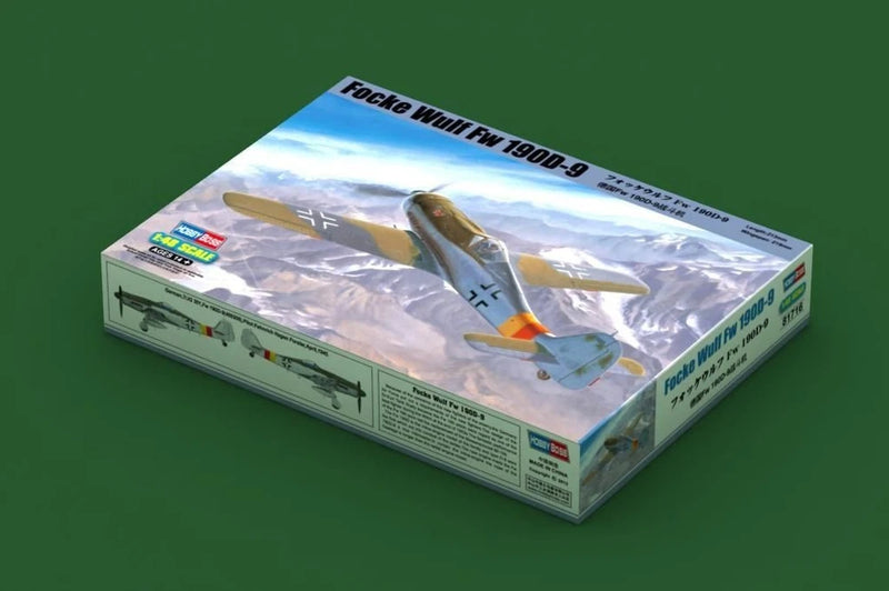 HobbyBoss 1/48 Focke Wulf FW 190D-9 model kit box, color aircraft artwork