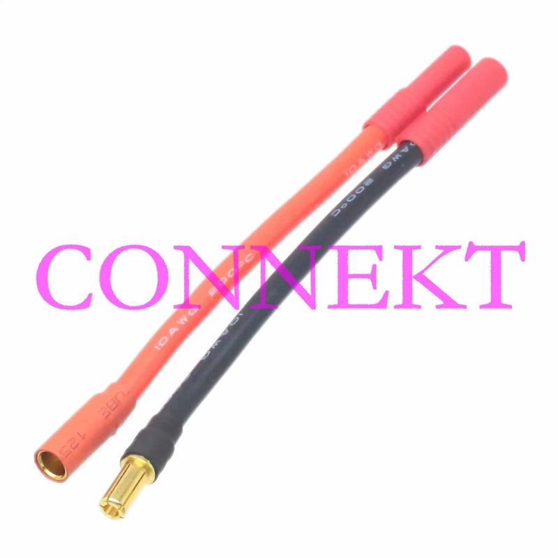 HXT 4mm Bullet Male to 5.5mm Bullet Female 10AWG 10CM Wire for Lipo Battery