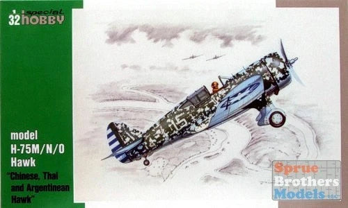 1:32 scale Hawk model aircraft kit box with blue-and-white plane artwork