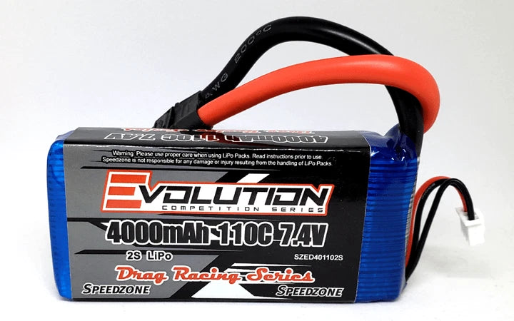 Evolution 4000mAh 110C 2S 7.4v Drag Racing Lipo Battery Pack w/XT90 Connector Battery