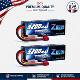 High-Performance 2S 7.4V Lipo Battery 5200mAh 50C with T Plug - For RC Racing Battery