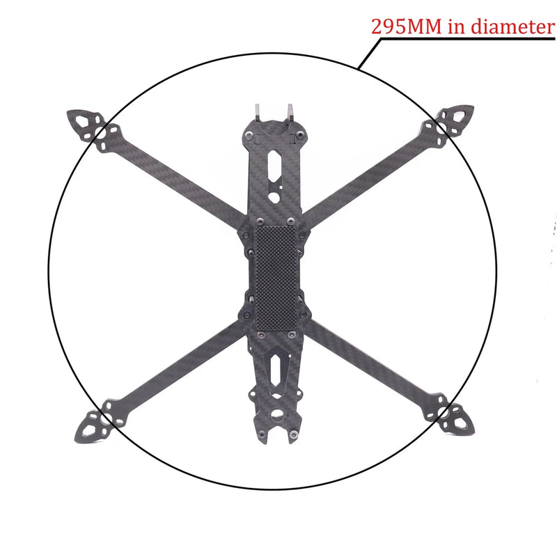 295mm carbon fiber FPV racing drone frame, cross-rack quad arms