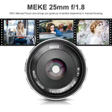 Meike 25mm F1.8 APS-C Manual Focus Wide Angle Lens for Sony Canon Fuji M43 Mount
