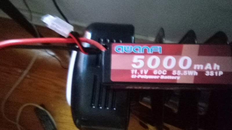 LiPo battery pack with label showing 5000 mAh and 60C rating