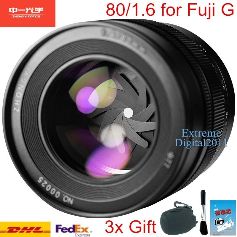 Zhongyi Mitakon SpeedMaster 80mm F1.6 Lens for Fujifilm Fuji GFX 100S II Camera