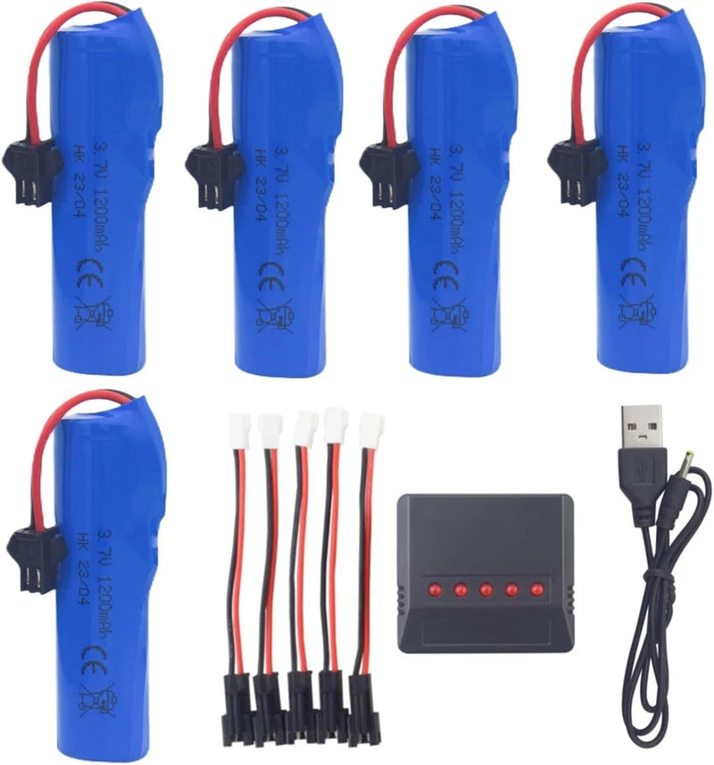 5PCS 3.7V 1200mah Lipo Battery with for DE45 DE58 RC Car 1:14 Off-Road Vehicle Battery