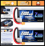 14.8V 4S LiPo Battery 50C 3300mAh Soft Case XT60 Plug for RC Drone, Airplane, Bo Battery