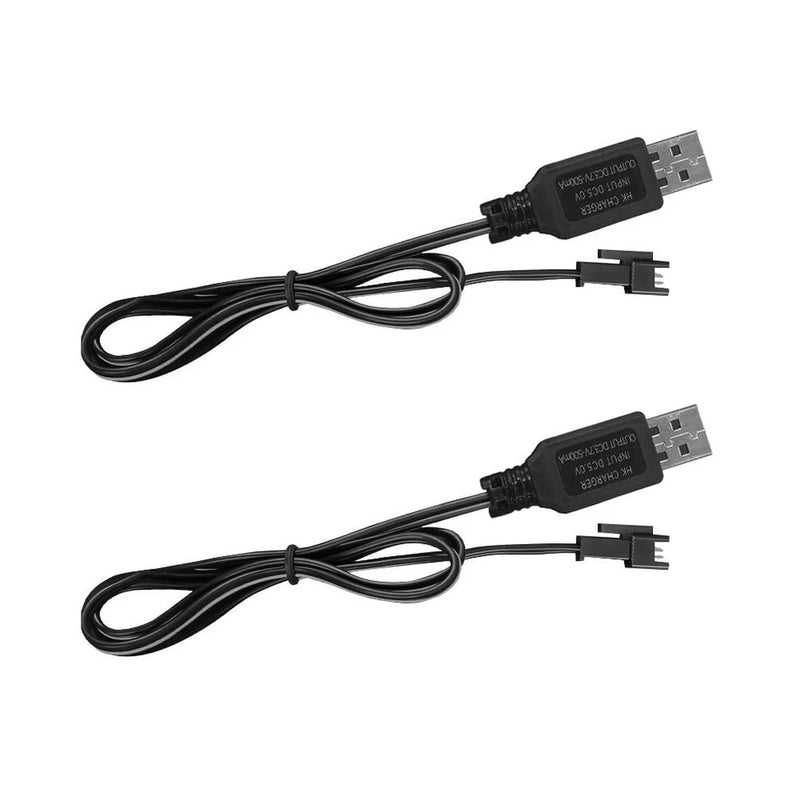 3.7V USB Charger Cable with SM-2P Connector for RC Cars Boat Trucks 1S Black Battery