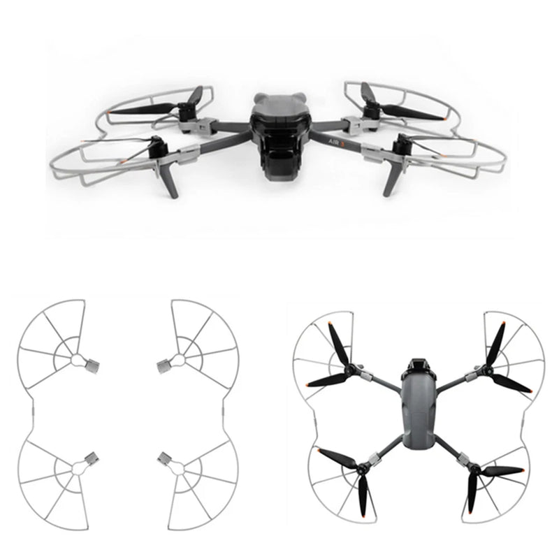 Drone propeller guard protector ring with quick-release frame for four propellers