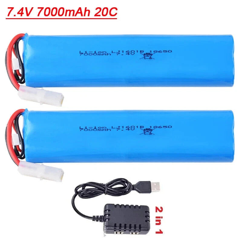 7.4V 7000mAh Li-po Battery with charger for Henglong 3818 3839 3869 3889 1/16 RC