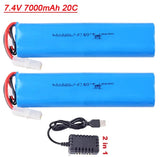7.4V 7000mAh Li-po Battery with charger for Henglong 3818 3839 3869 3889 1/16 RC
