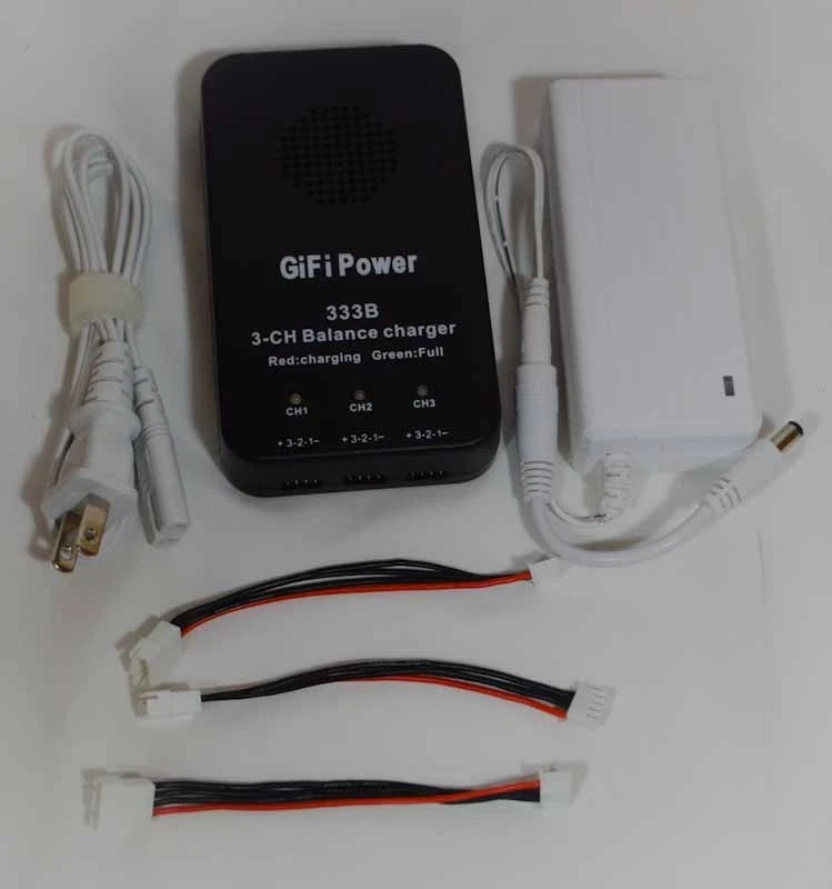 GiFi 333B 3?Channel Balance Charger LiPo Battery Charger with Power Adapter and Battery