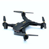 Black 4-channel wireless drone with HD camera and four foldable propellers