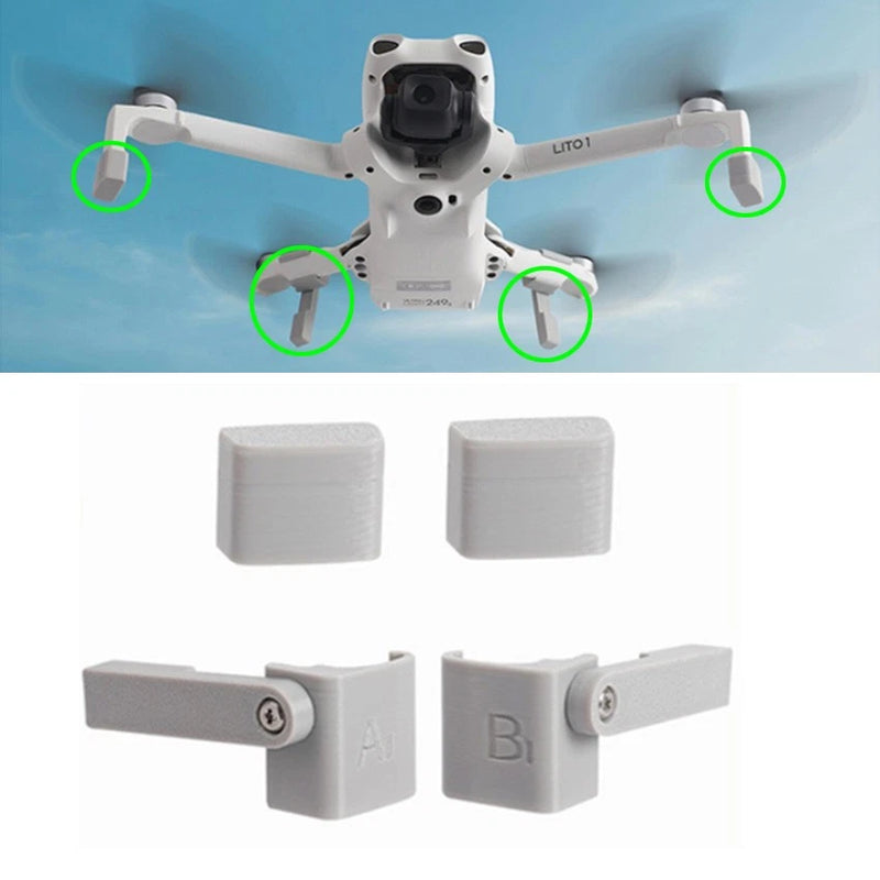 Height-adjustable drone landing gear accessory set with clamp brackets and pads