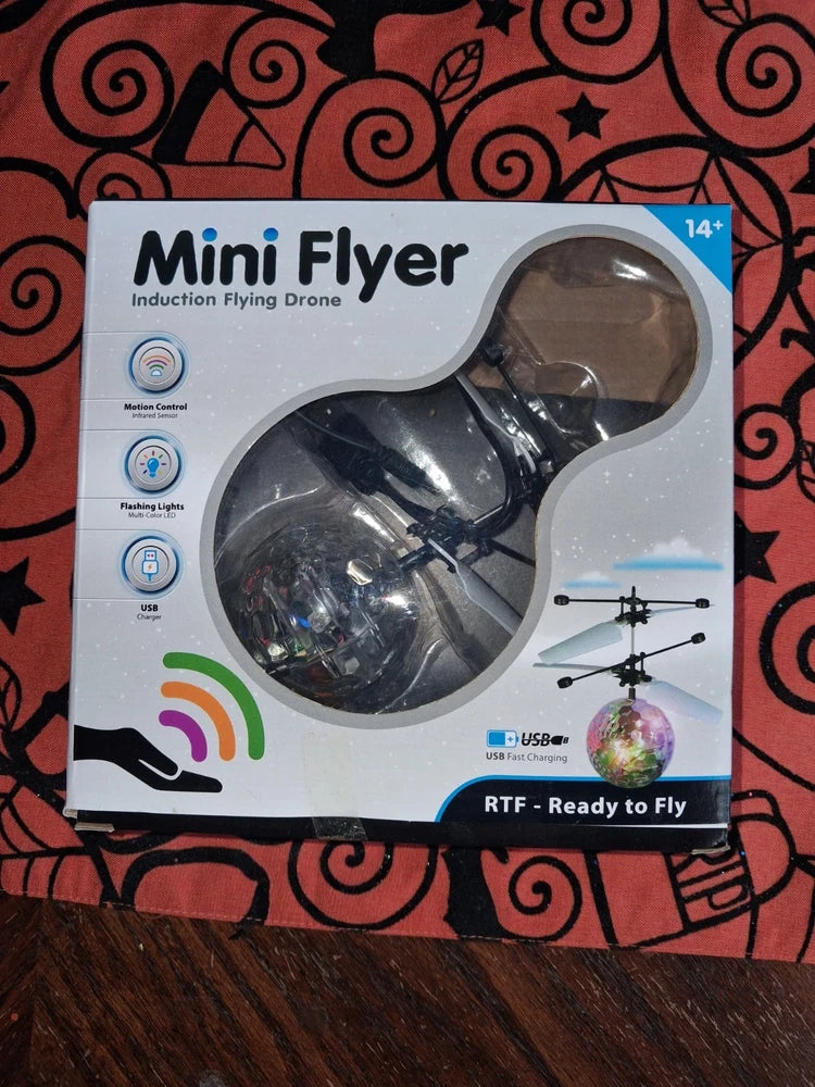 Mini Flyer induction flying drone RTF kit in open retail box with USB