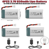 4PCS XH2.45 Plug Batteries 3.7V Lipo USB Charger and 650mAh Lipo Battery Charger