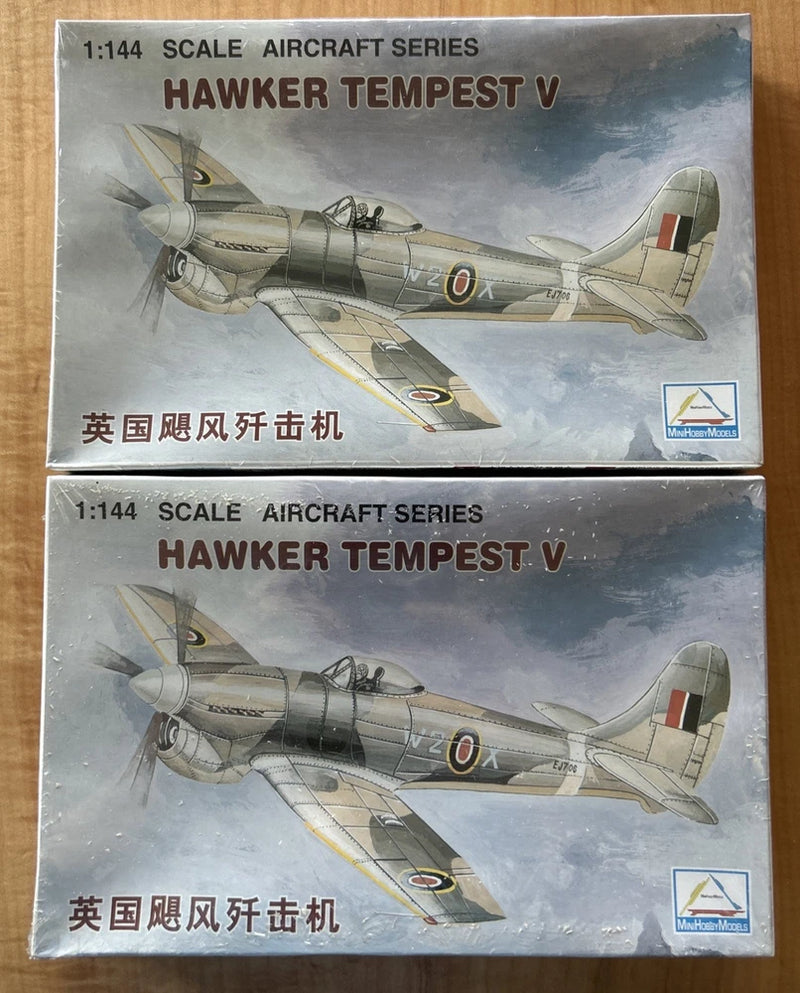 Set of 2 sealed Hawker Tempest V 1:144 aircraft model kits, boxed front view
