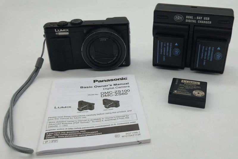 Panasonic Lumix DMC-ZS60 4K 18MP Digital Camera Black w/ 3 Batteries & Charger