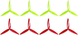 8-pack 7-inch drone propellers, yellow-green and red three-blade sets