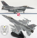 1/72 scale F-16C Fighting Falcon model jet with Polish insignia, gray finish
