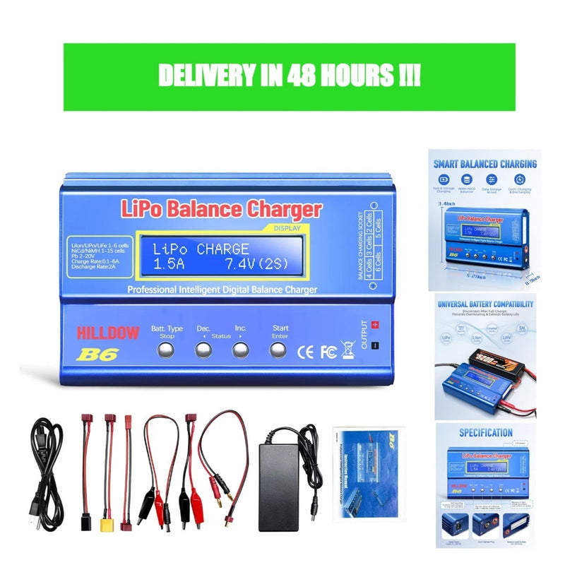 Hilldow B6 80W RC Battery Charger LiPo Li-ion LiFe NiMH NiCd Balance Charger Battery