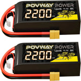3S Lipo Battery 50C 2200mAh 11.1V Shorty Lipo Battery Pack with XT60 Plug for RC