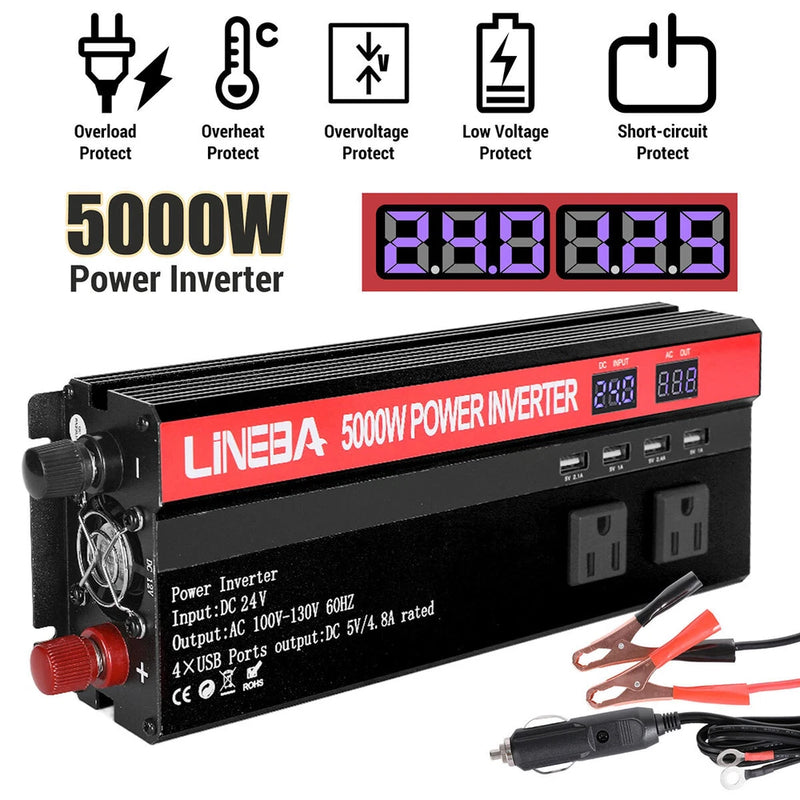 Inversor Para Carro Auto Coche Convertidor De Corriente 12V a 110V / 24V a 110V
