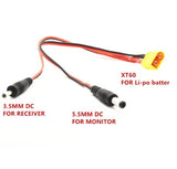 XT60 power supply cable with 3.5mm DC receiver and 5.5mm DC monitor connectors