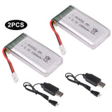 2 Pack 3.7V 1800mah Lipo Battery 25C XH2.54 Plug w/ USB Charger for RC Drone