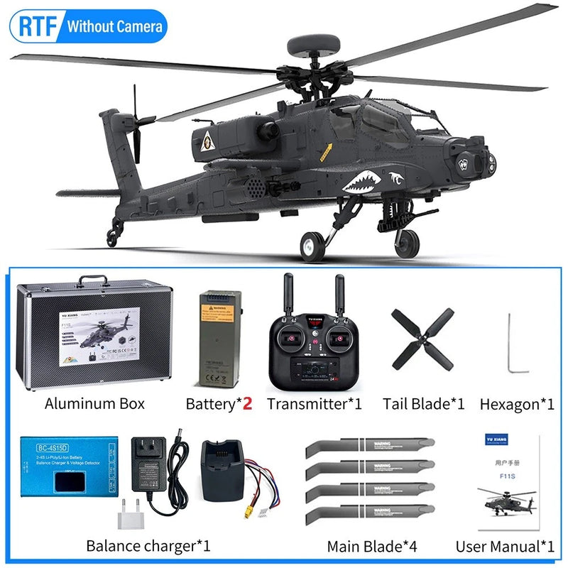 Yuxiang F11S Helicopter Apache GPS 2.4G 6-Axis Gyro 9CH Flybarless 3D 2 Battery
